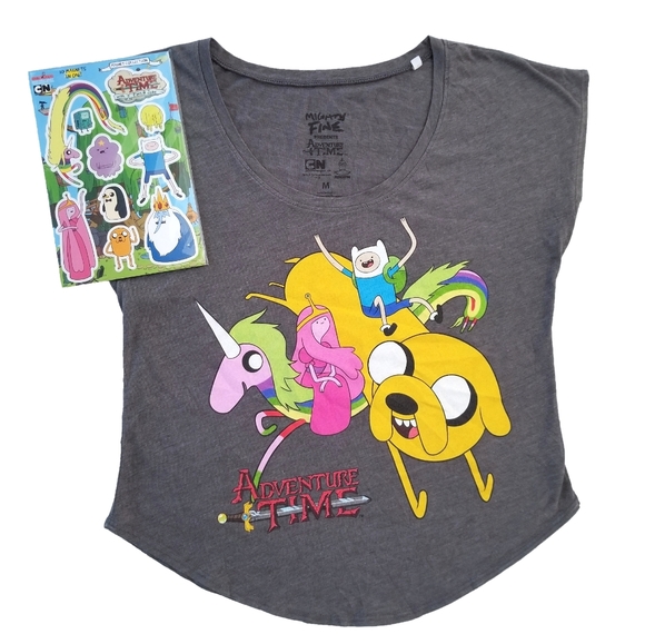 Mighty Fine Tops - [Bundle] Adventure Time Gray T-Shirt & Magnet Set